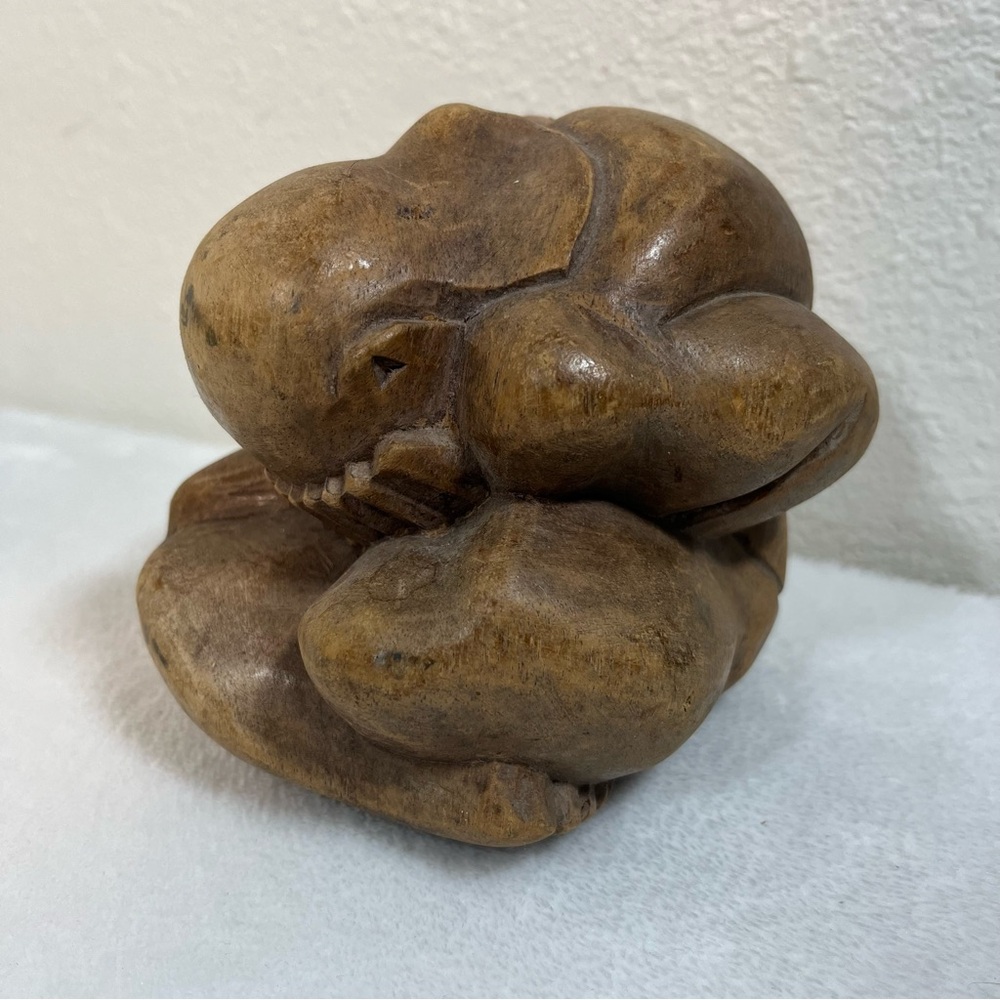 Vintage Weeping Buddha Buddhist Monk Figure Hand Carved